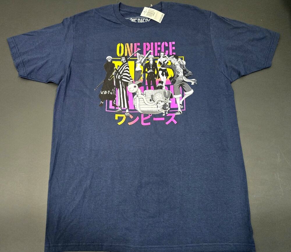 One Piece Ripple Junction Mens Hazard Graphic Blue Shirt NWT Large